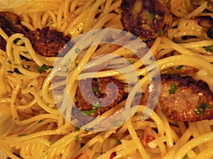 Spaghetti with Meat Balls Cooked Al Dente