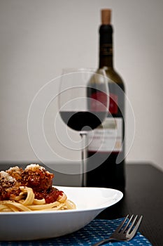 Spaghetti meatball dish