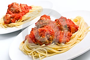 Spaghetti with meatballs photo