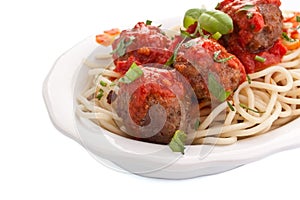 Spaghetti with meatballs in tomato sauce