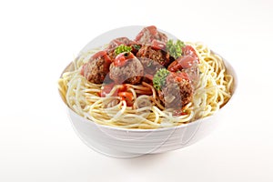 Spaghetti with meatballs and tomato sauce