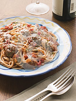 Spaghetti Meatballs in Tomato sauce with Parmesan