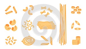 Spaghetti noodle. Cartoon Italian raw pasta food graphic template for restaurant menu and advertising, spaghetti