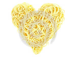 Spaghetti Noodles Heart - Fast Food on white Background