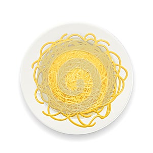 Spaghetti at plate. Pasta. Noodles. Vector illustration.