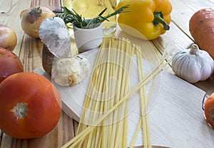 Spaghetti Recipes vegetable ingredient on table