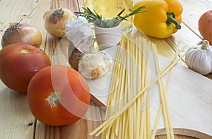 Spaghetti Recipes vegetable ingredient on table