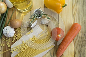 Spaghetti Recipes vegetable ingredient on table