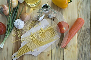 Spaghetti Recipes vegetable ingredient on table