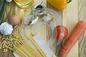 Spaghetti Recipes vegetable ingredient on table