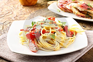 Spaghetti with redfish