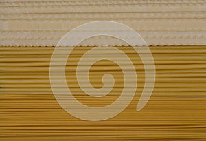 Spaghetti, reginette and macaroni texture background