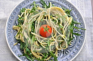 Spaghetti with Rucola and tomatoes