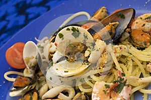 Spaghetti with seafood