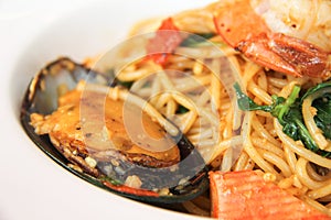 Spaghetti Seafoods. photo