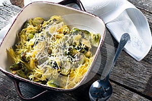 Spaghetti Squash and roasted brussel sprouts