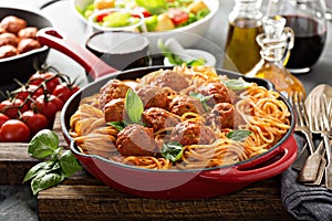 Spaghetti with tomato sauce and meatballs