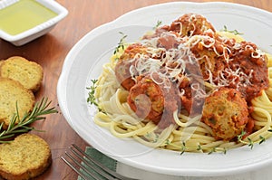 Spaghetti with turkey meatballs