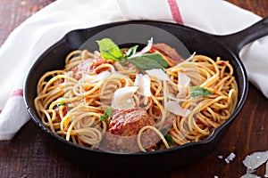 Spaghetti with turkey meatballs