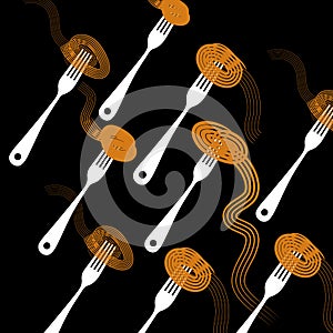 Spaghetti vector food pasta fork meal