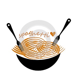 Spaghetti vector food pasta fork meal