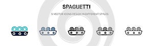 Spaguetti icon in filled, thin line, outline and stroke style. Vector illustration of two colored and black spaguetti vector icons