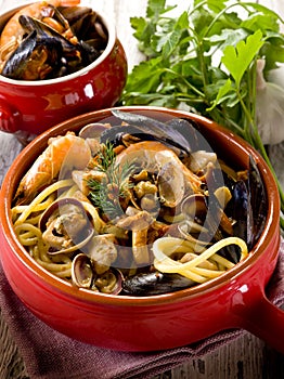 Spahetti with seafood