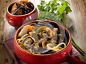 Spahetti with seafood