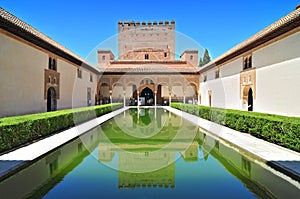 Spain, Andalusia, Granada, the Alhambra, classified as World Heritage by UNESCO, Patio de los Arrayanes Court of the Myrtles photo