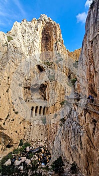 Spain, Andalusia Royal Trail Also Known as El Caminito Del Rey - Mountain Path Along Steep Cliffs in Gorge Chorro