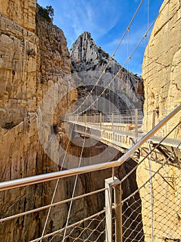 Spain, Andalusia Royal Trail Also Known as El Caminito Del Rey - Mountain Path Along Steep Cliffs in Gorge Chorro