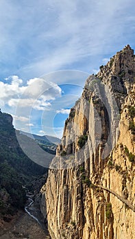 Spain, Andalusia Royal Trail Also Known as El Caminito Del Rey - Mountain Path Along Steep Cliffs in Gorge Chorro