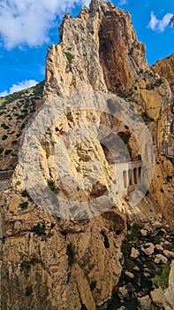 Spain, Andalusia Royal Trail Also Known as El Caminito Del Rey - Mountain Path Along Steep Cliffs in Gorge Chorro