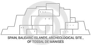 Spain, Balearic Islands, Archeological Site , Of Tossal De Manises travel landmark vector illustration