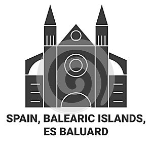 Spain, Balearic Islands, Es Baluard travel landmark vector illustration