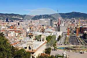 Spain. Barcelona. The top view on a city