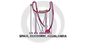 Spain, Benidorm, Aqualandia, travel landmark vector illustration