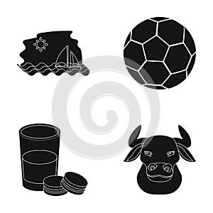 Spain, bullfights and or web icon in black style. Food, sports icons in set collection. photo