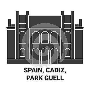 Spain, Cadiz, Park Guell travel landmark vector illustration photo