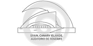 Spain, Canary Islands, Auditorio De Tenerife travel landmark vector illustration photo