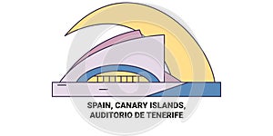 Spain, Canary Islands, Auditorio De Tenerife travel landmark vector illustration photo