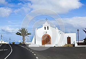 Spain Canary Islands Lanzarote pretty whitewashed chapel