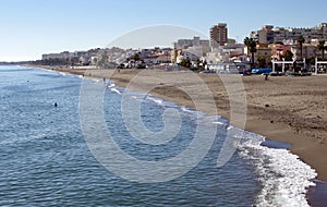 Torremolinos, Carihuela beach.  A deserted, pristine beach in mid winter. photo