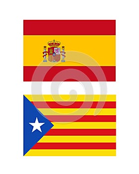 Spain and Catalonia flags