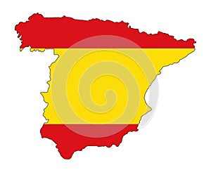 Spain Color flag map. Vector illustration of national symbol. Graphic design of patriotic element