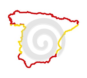 Spain Color flag map. Vector illustration of national symbol. Graphic design of patriotic element