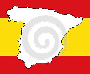 Spain Color flag map. Vector illustration of national symbol. Graphic design of patriotic element