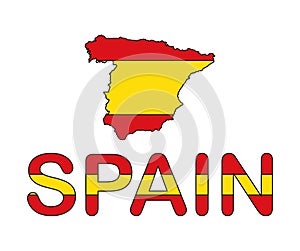 Spain Color flag map. Vector illustration of national symbol. Graphic design of patriotic element