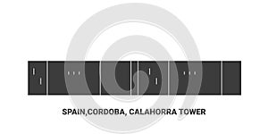 Spain,Cordoba, Calahorra Tower, travel landmark vector illustration