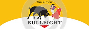 Spain fiestas Bullfighting abstract poster. 2024 Spanish San Fermin Festivals Bullfight Running bulls attraction sign